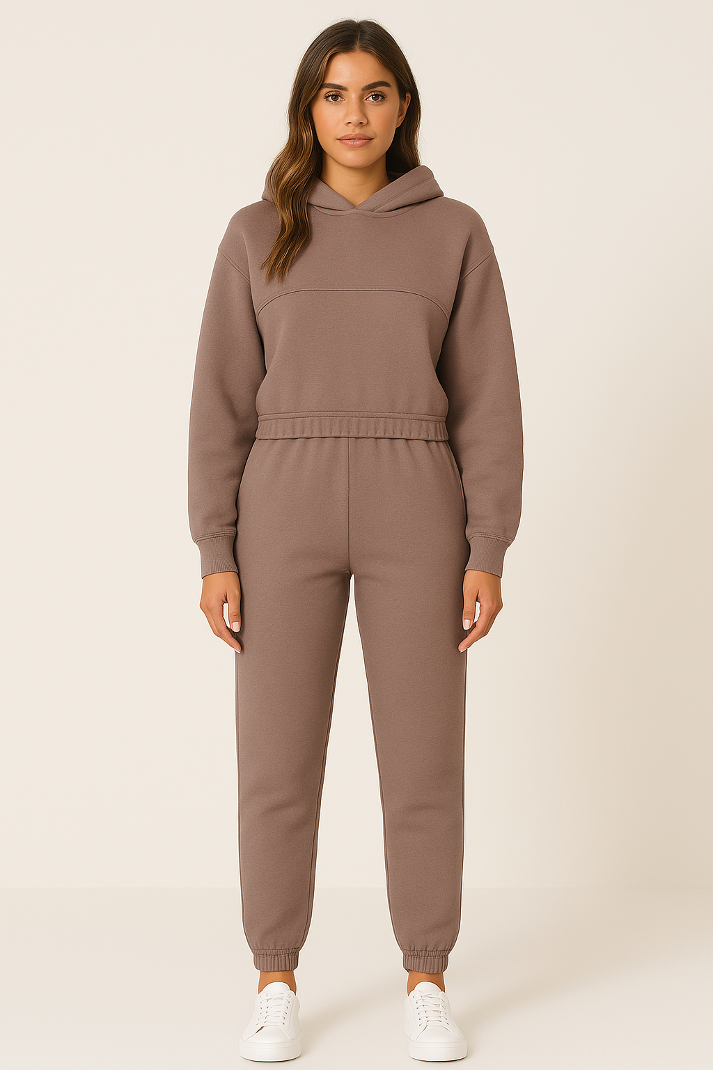 Sets für Damen mit Kapuzenpullover und Jogginghose in Uni-Farbe