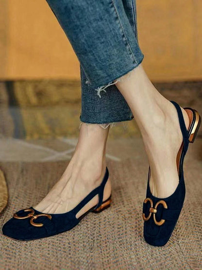 Sandalen Retro Stil mit Karree-Spitze und Schnalle für Damen