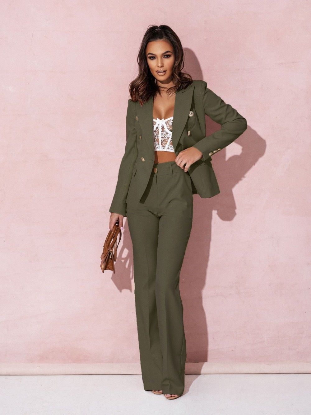 Sets Damen Zweiteiler Elegant Blazer und Hose in vielen Farben