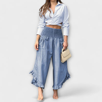 Vera | Jaya - Lockere Leinenhose mit modischen Bügelfalten
