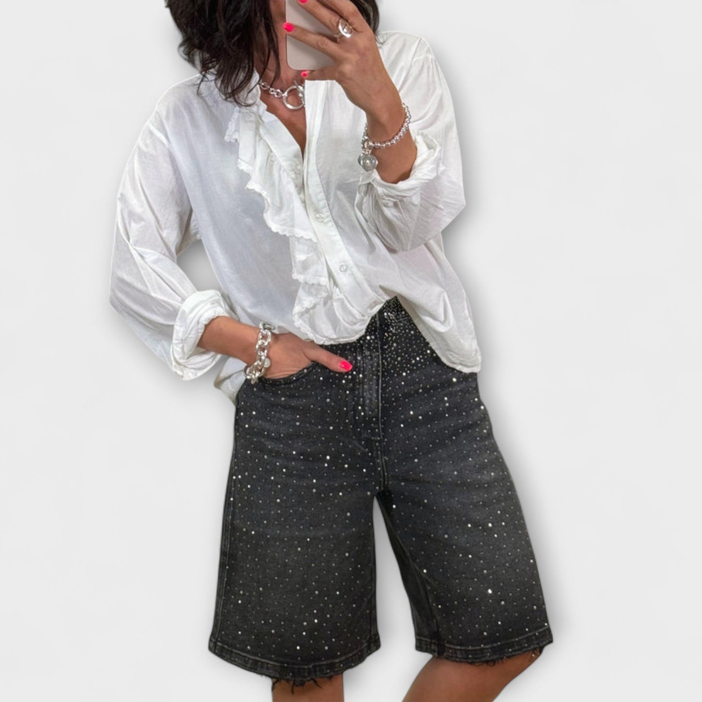 Vera | Amaris - Bermudashorts mit Strassverzierungen