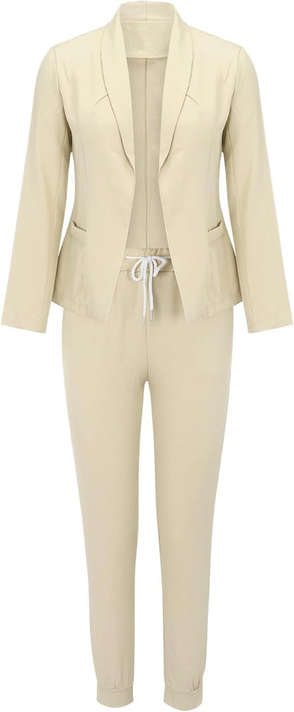 Sets Damen Outfit mit Blazer Hose und Bindegürtel modern