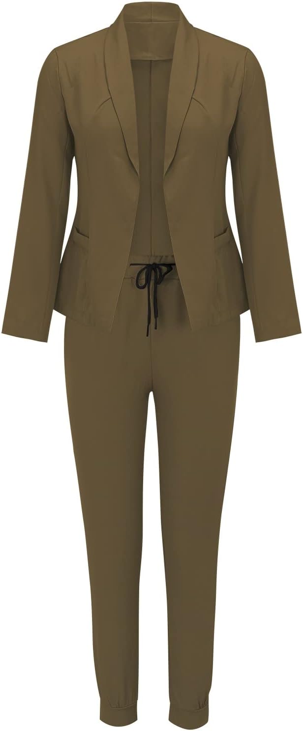 Sets Damen Outfit mit Blazer Hose und Bindegürtel modern