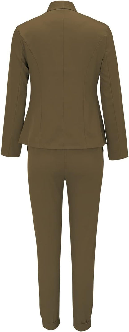 Sets Damen Outfit mit Blazer Hose und Bindegürtel modern