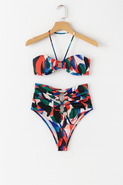 Bademode Damen Bikini Set mit Maxirock im Farbspiel-Design