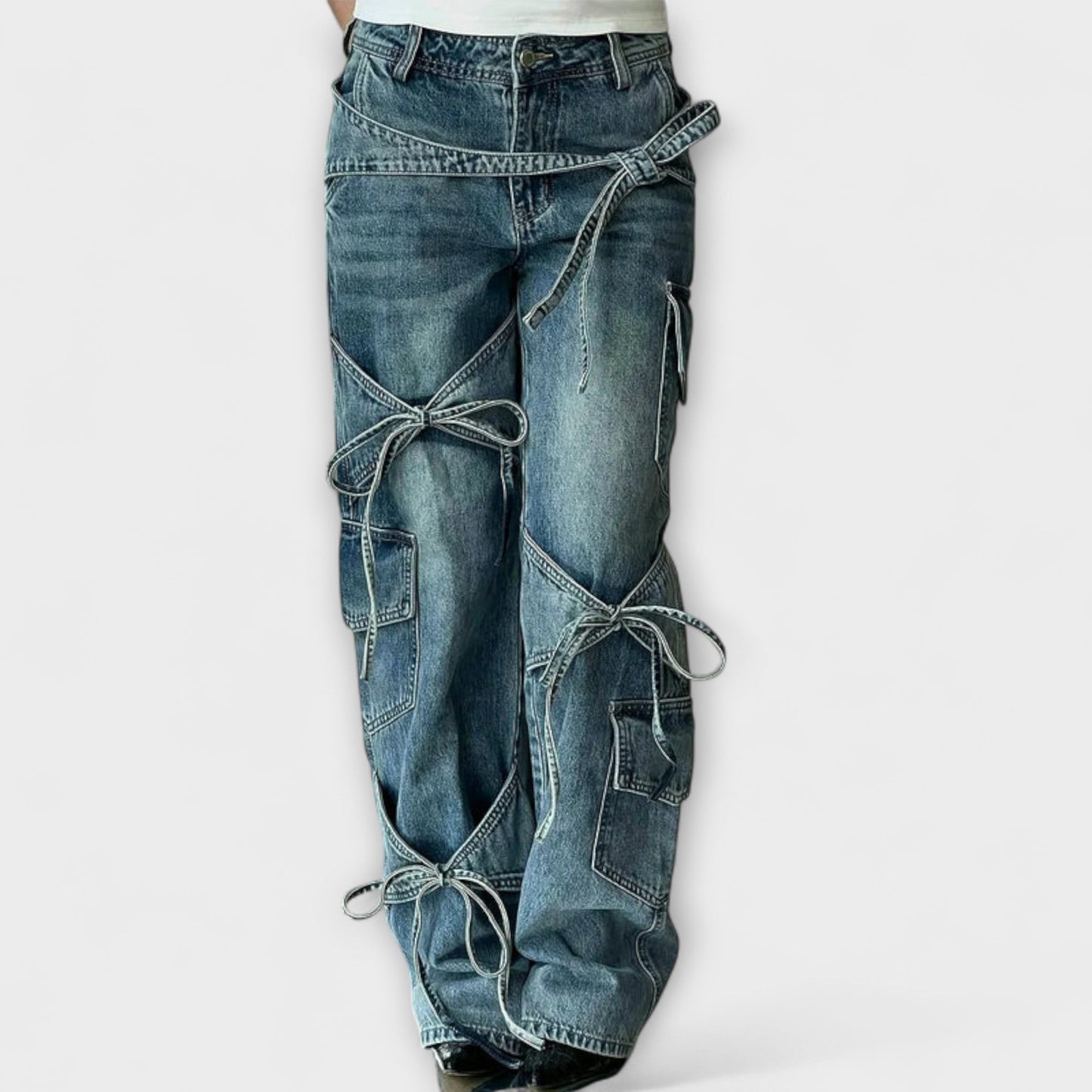 Vera | Paloma - Utility Denim Jeans mit Knotendetail