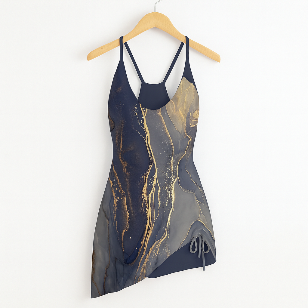 Bademode Strandkleid Damen mit Muster und asymmetrischem Schnitt