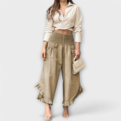 Vera | Jaya - Lockere Leinenhose mit modischen Bügelfalten