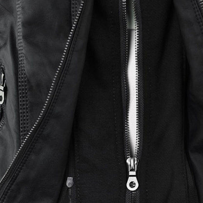 Vera | Laurina - Taillierte Bikerjacke mit Kapuze
