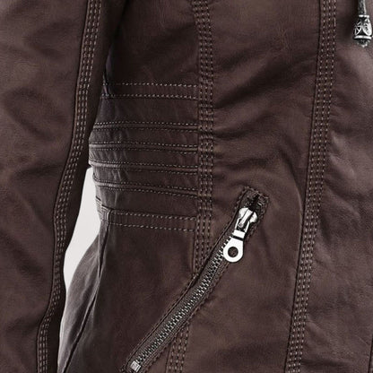 Vera | Laurina - Taillierte Bikerjacke mit Kapuze