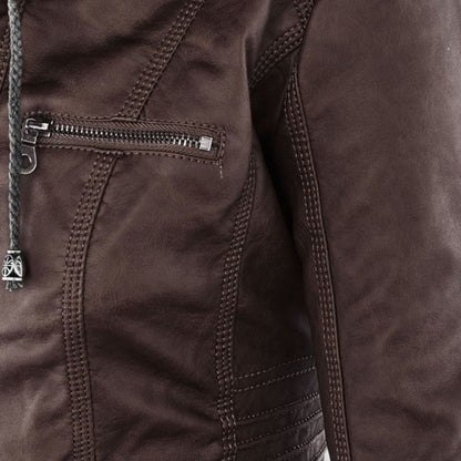 Vera | Laurina - Taillierte Bikerjacke mit Kapuze
