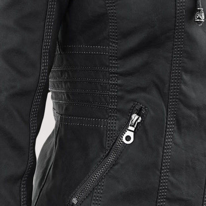 Vera | Laurina - Taillierte Bikerjacke mit Kapuze