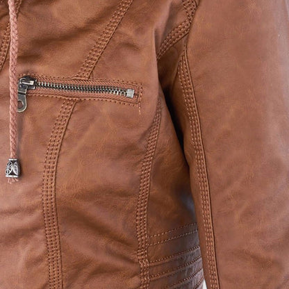 Vera | Laurina - Taillierte Bikerjacke mit Kapuze