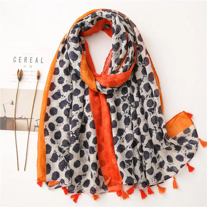 Frauen Schal mit Polka-Dots & Blumenmuster für kalte Tage