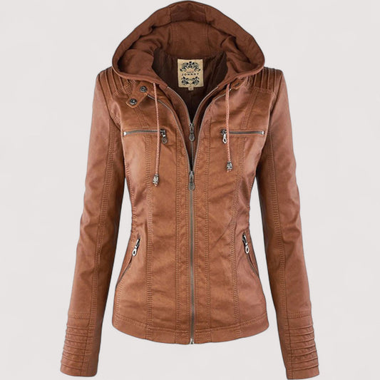 Vera | Laurina - Taillierte Bikerjacke mit Kapuze