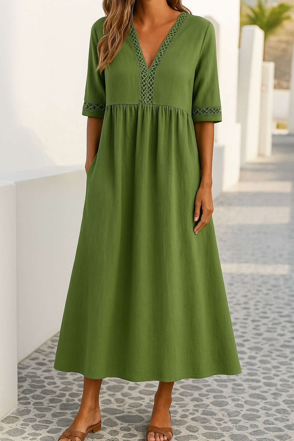 Kleid aus Baumwolle und Leinen für Damen – Sommerlich, luftig, bequem
