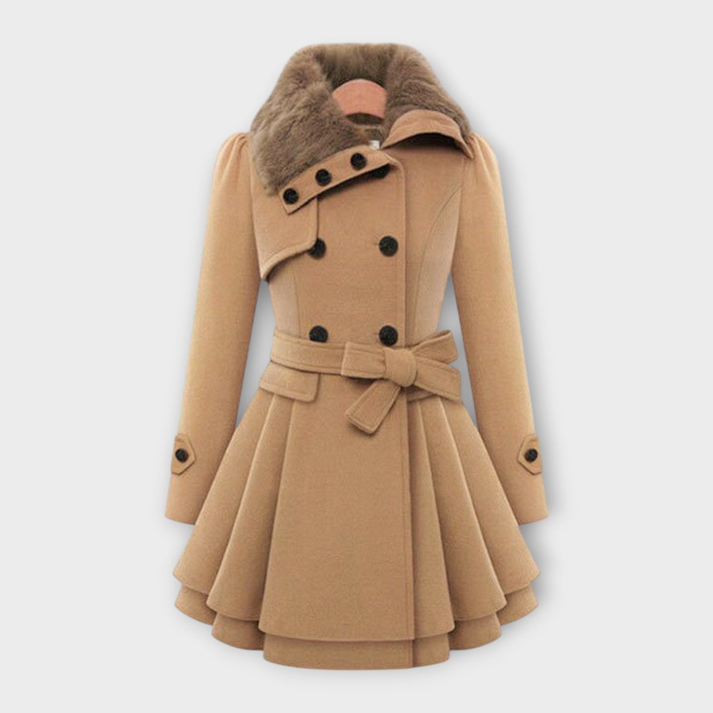 Vera | Emma - Eleganter Mantel mit Kunstfellkragen