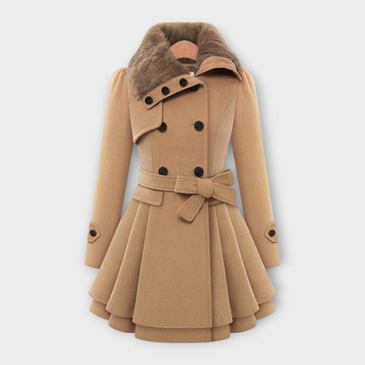 Vera | Emma - Eleganter Mantel mit Kunstfellkragen