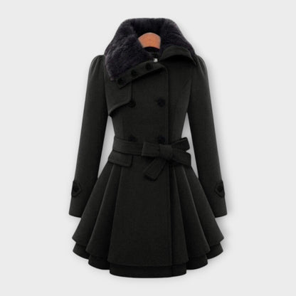 Vera | Emma - Eleganter Mantel mit Kunstfellkragen