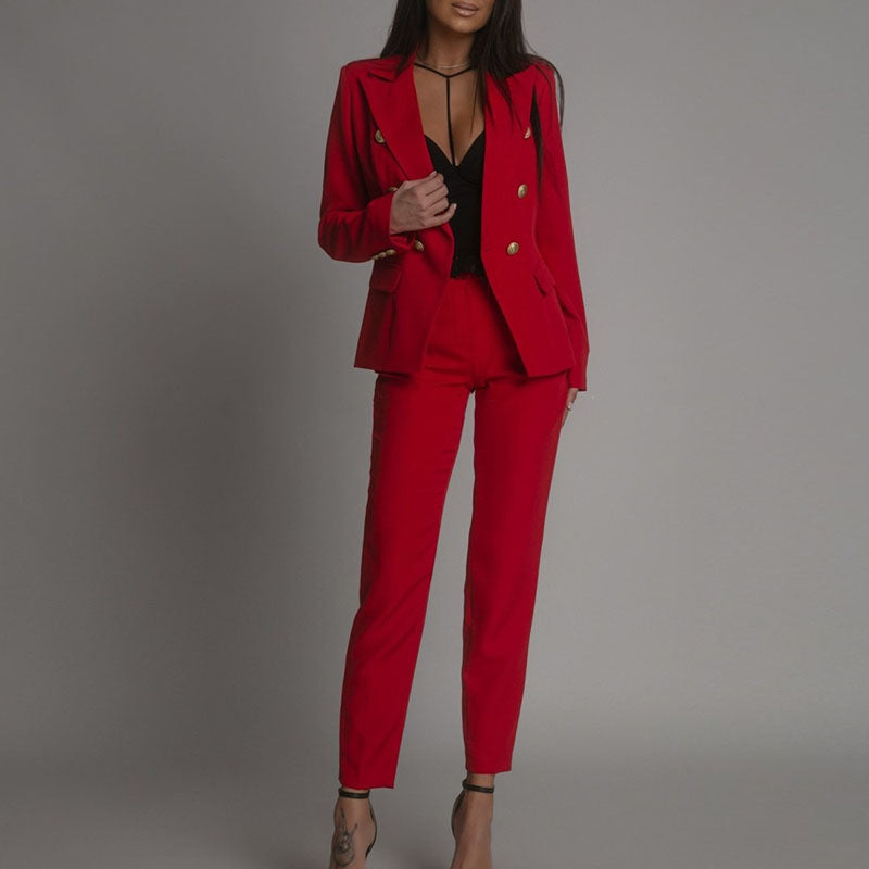 Sets Damen Zweiteiler Elegant Blazer und Hose in vielen Farben