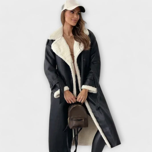 Vera | Aurora – Lange klassische Jacke mit Fleecefutter und Teddykragen