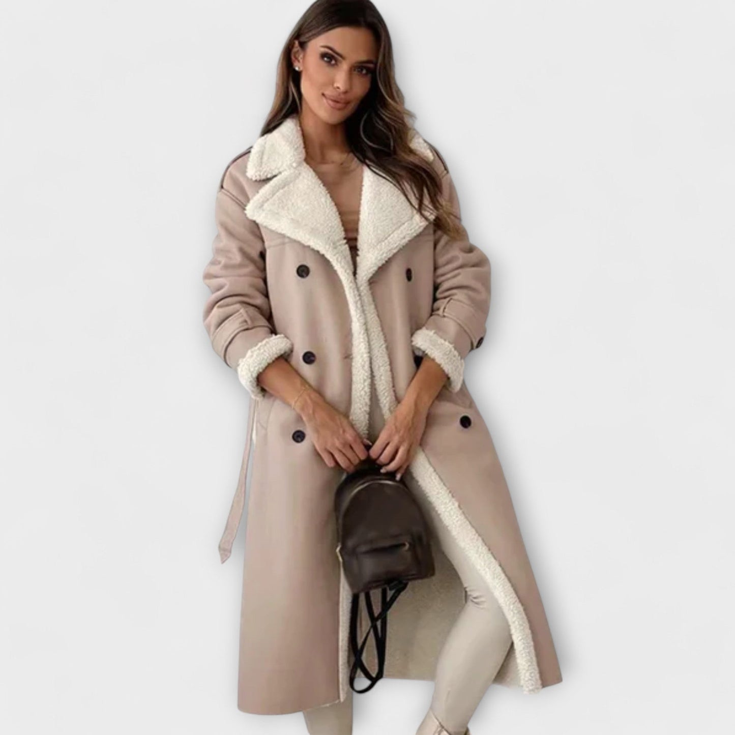 Vera | Aurora – Lange klassische Jacke mit Fleecefutter und Teddykragen