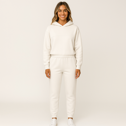 Sets für Damen mit Kapuzenpullover und Jogginghose in Uni-Farbe