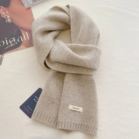 Schal für Frauen aus Wolle und Polyester, einfarbig, warm und vielseitig für Herbst und Winter