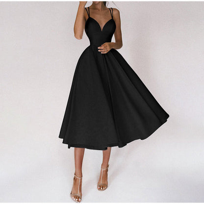 Elegantes Sommerkleid mit V-Ausschnitt & Rückenträgern