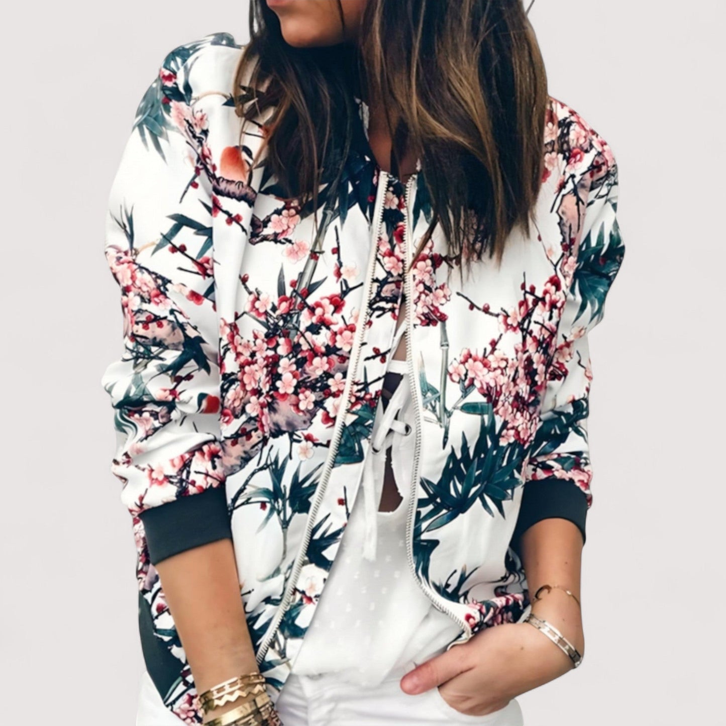 Vera | Lidia - Stylische Bomberjacke mit Blumenmuster
