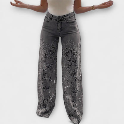 Vera | Trendige - Spitzen-Patchwork-Jeans